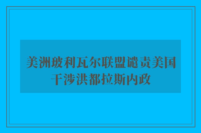 美洲玻利瓦尔联盟谴责美国干涉洪都拉斯内政