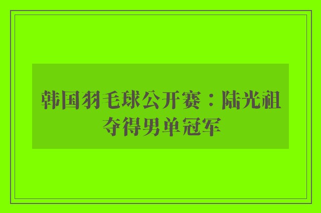 韩国羽毛球公开赛：陆光祖夺得男单冠军