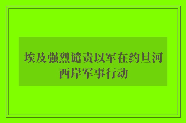 埃及强烈谴责以军在约旦河西岸军事行动