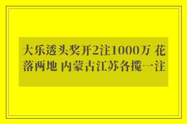 大乐透头奖开2注1000万 花落两地 内蒙古江苏各揽一注