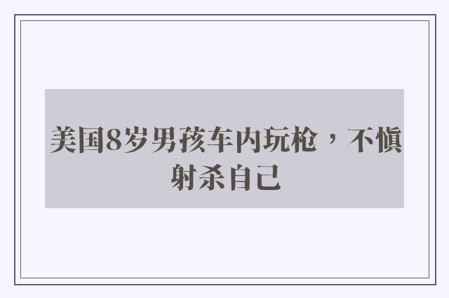 美国8岁男孩车内玩枪，不慎射杀自己