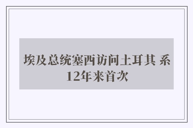 埃及总统塞西访问土耳其 系12年来首次