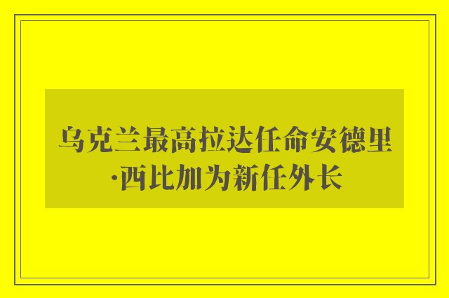 乌克兰最高拉达任命安德里·西比加为新任外长