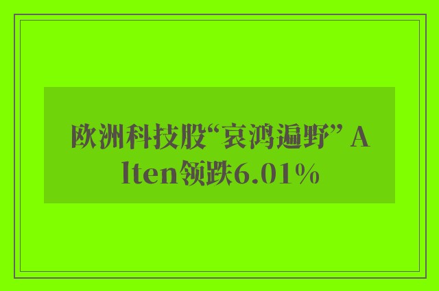 欧洲科技股“哀鸿遍野” Alten领跌6.01%