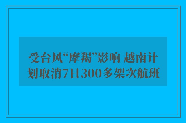 受台风“摩羯”影响 越南计划取消7日300多架次航班