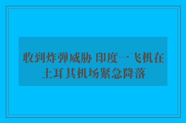 收到炸弹威胁 印度一飞机在土耳其机场紧急降落