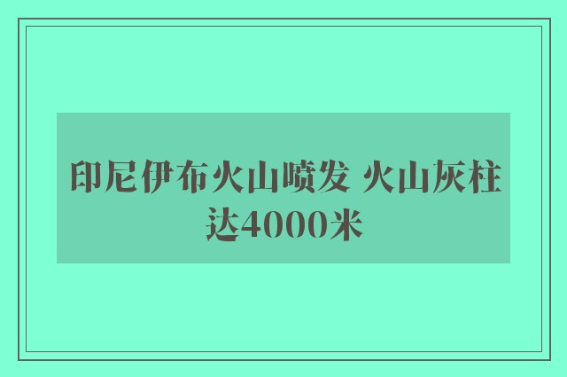 印尼伊布火山喷发 火山灰柱达4000米