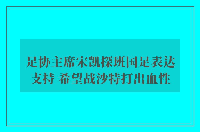 足协主席宋凯探班国足表达支持 希望战沙特打出血性