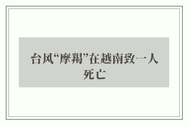 台风“摩羯”在越南致一人死亡