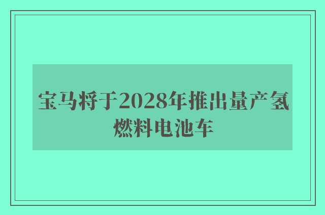 宝马将于2028年推出量产氢燃料电池车