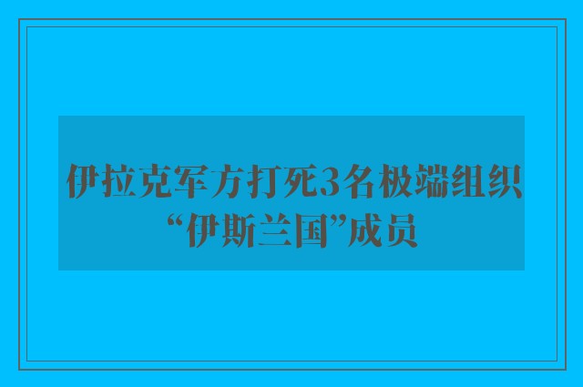 伊拉克军方打死3名极端组织“伊斯兰国”成员