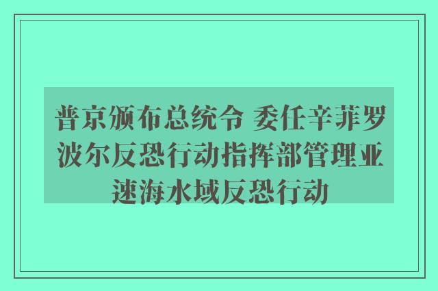 普京颁布总统令 委任辛菲罗波尔反恐行动指挥部管理亚速海水域反恐行动