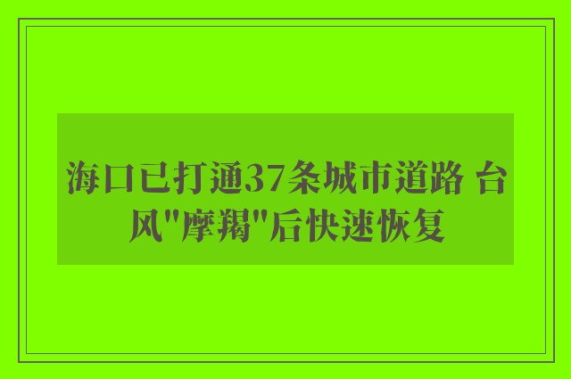 海口已打通37条城市道路 台风