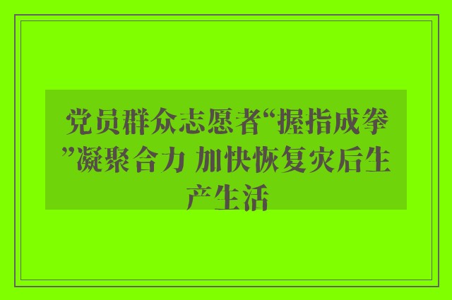 党员群众志愿者“握指成拳”凝聚合力 加快恢复灾后生产生活