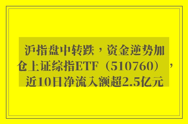 沪指盘中转跌，资金逆势加仓上证综指ETF（510760），近10日净流入额超2.5亿元