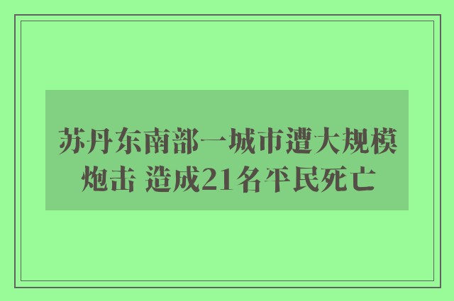 苏丹东南部一城市遭大规模炮击 造成21名平民死亡