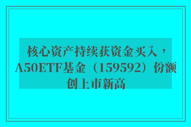 核心资产持续获资金买入，A50ETF基金（159592）份额创上市新高