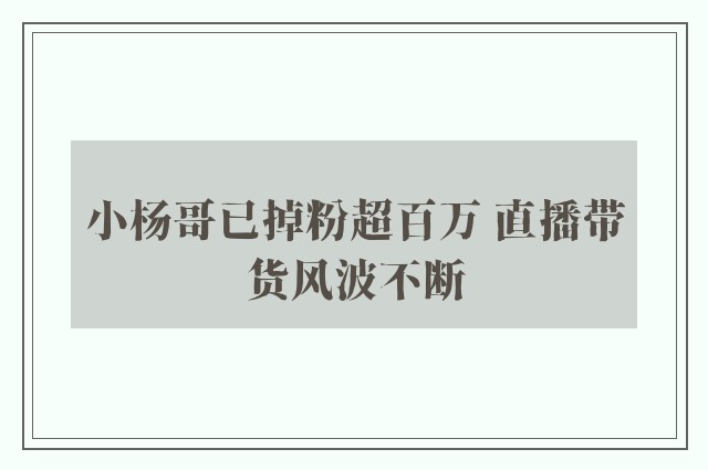 小杨哥已掉粉超百万 直播带货风波不断