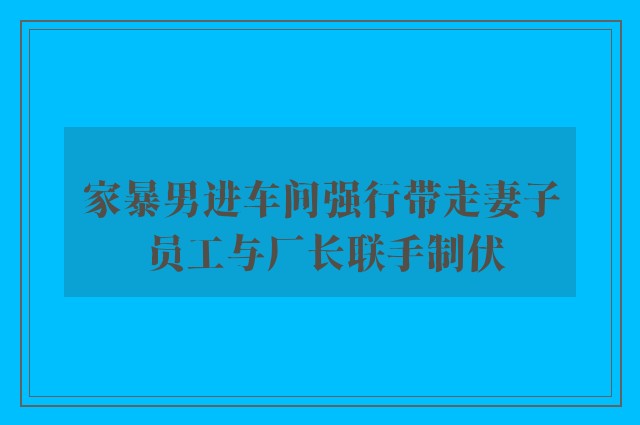 家暴男进车间强行带走妻子 员工与厂长联手制伏