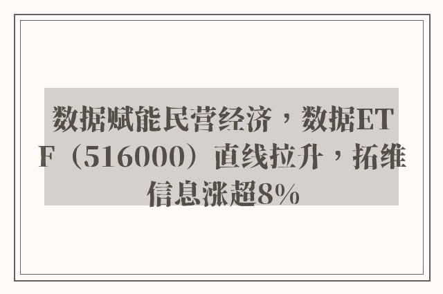 数据赋能民营经济，数据ETF（516000）直线拉升，拓维信息涨超8%