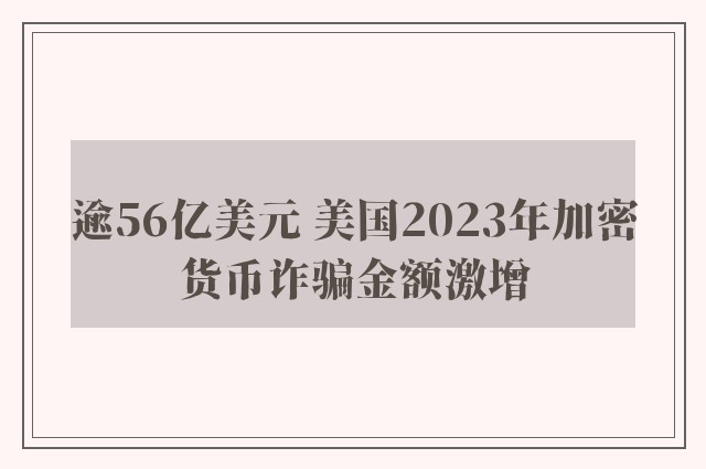 逾56亿美元 美国2023年加密货币诈骗金额激增