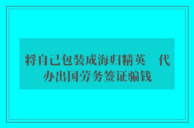 将自己包装成海归精英　代办出国劳务签证骗钱