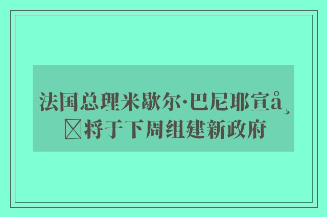 法国总理米歇尔·巴尼耶宣布将于下周组建新政府