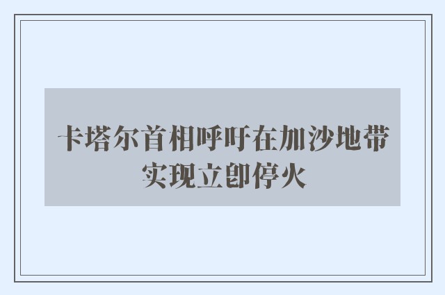 卡塔尔首相呼吁在加沙地带实现立即停火