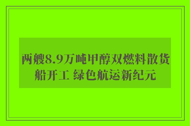 两艘8.9万吨甲醇双燃料散货船开工 绿色航运新纪元