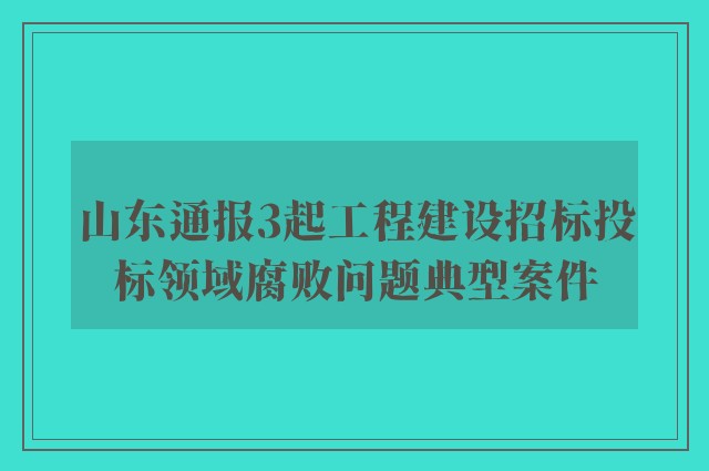 山东通报3起工程建设招标投标领域腐败问题典型案件