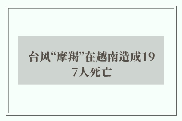 台风“摩羯”在越南造成197人死亡