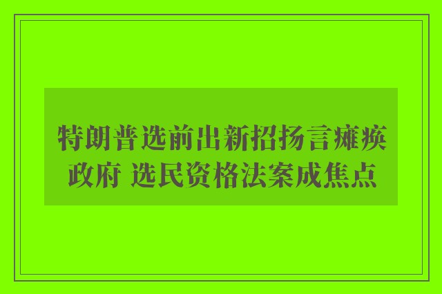 特朗普选前出新招扬言瘫痪政府 选民资格法案成焦点