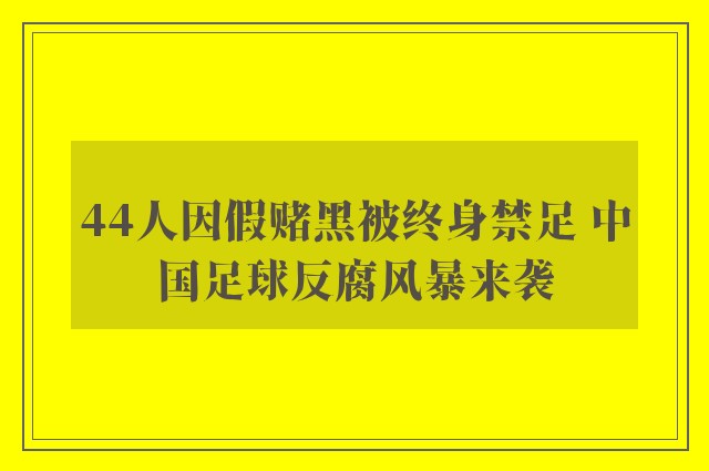 44人因假赌黑被终身禁足 中国足球反腐风暴来袭