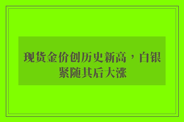 现货金价创历史新高，白银紧随其后大涨