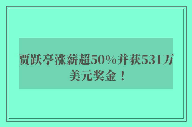 贾跃亭涨薪超50%并获531万美元奖金！