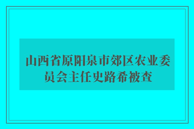 山西省原阳泉市郊区农业委员会主任史路希被查