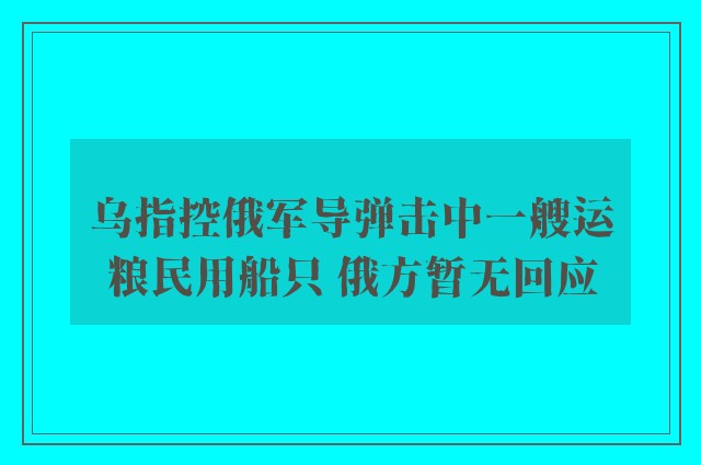 乌指控俄军导弹击中一艘运粮民用船只 俄方暂无回应