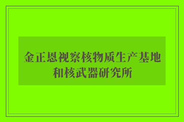 金正恩视察核物质生产基地和核武器研究所