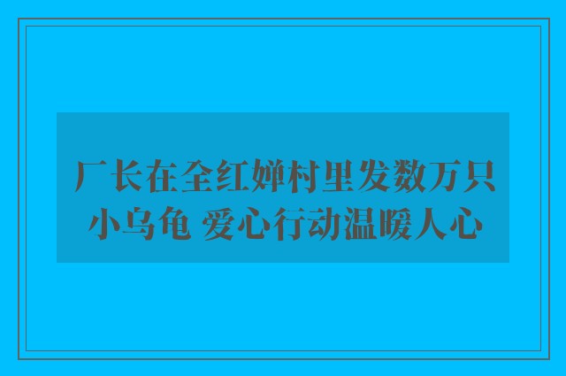 厂长在全红婵村里发数万只小乌龟 爱心行动温暖人心