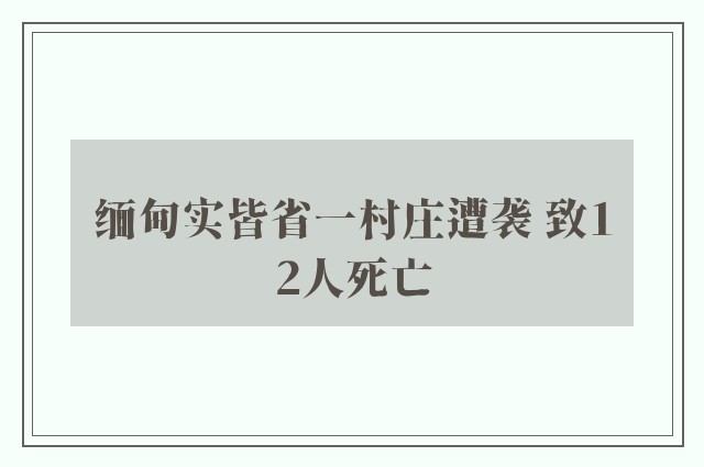 缅甸实皆省一村庄遭袭 致12人死亡