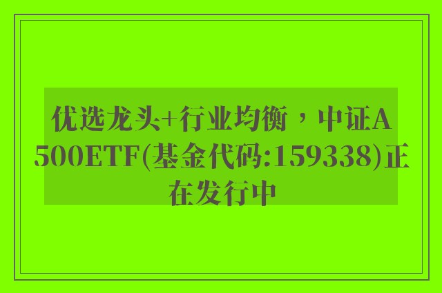 优选龙头+行业均衡，中证A500ETF(基金代码:159338)正在发行中