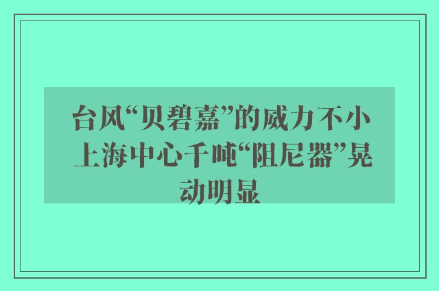 台风“贝碧嘉”的威力不小 上海中心千吨“阻尼器”晃动明显