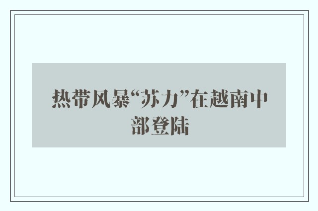 热带风暴“苏力”在越南中部登陆