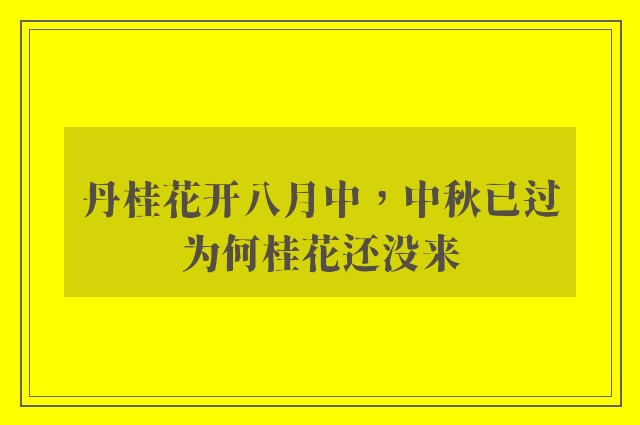 丹桂花开八月中，中秋已过为何桂花还没来