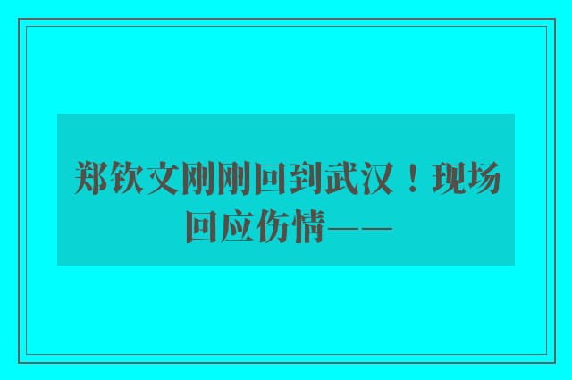 郑钦文刚刚回到武汉！现场回应伤情——