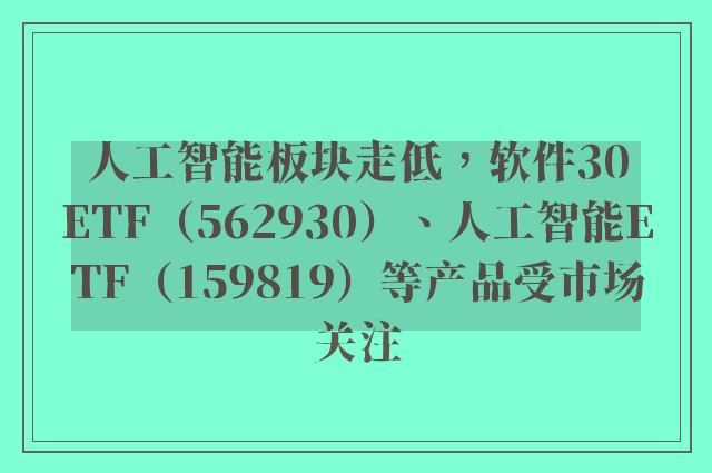 人工智能板块走低，软件30ETF（562930）、人工智能ETF（159819）等产品受市场关注