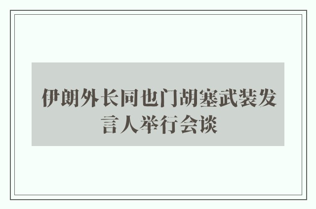 伊朗外长同也门胡塞武装发言人举行会谈