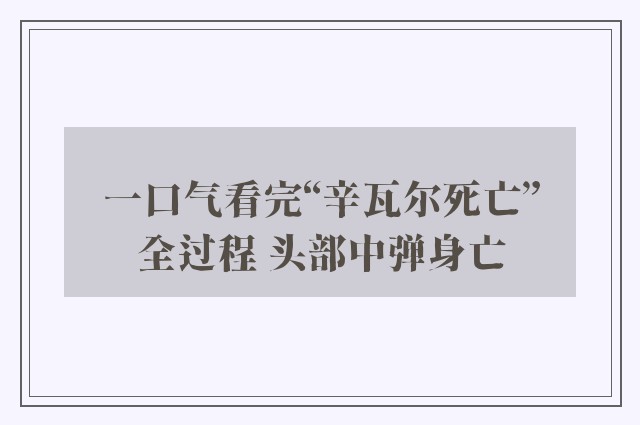 一口气看完“辛瓦尔死亡”全过程 头部中弹身亡